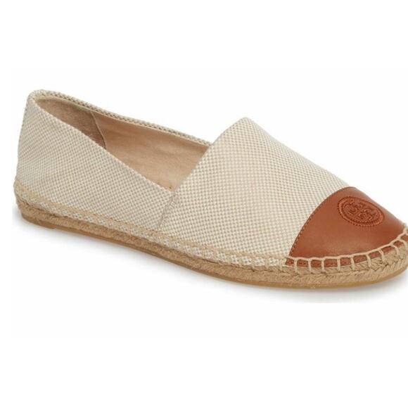 NWOB Tory Burch Colorblock Espadrille Flat in Canvas/ Nappa Leather Sz 5.5 - Picture 3 of 9